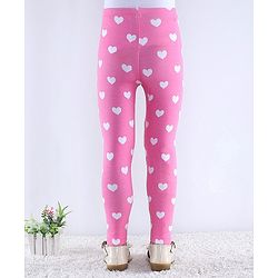 Babyhug Cotton Lycra Knit Full Length Hearts & Floral Printed Leggings Pack of 2 - Multicolour