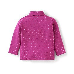 Babyhug Cotton Knit Full Sleeves Stars Foil Printed Detailing Skivi T-Shirt - Purple