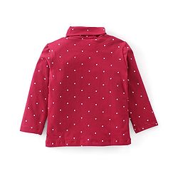 Babyhug Cotton Knit Full Sleeves Skivi Tee with Polka Dots Print - Maroon