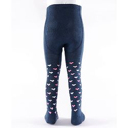 Cute Walk by Babyhug Non Terry Footed Anti Bacterial Heart Design Tights  - Navy Blue