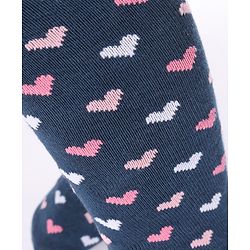 Cute Walk by Babyhug Non Terry Footed Anti Bacterial Heart Design Tights  - Navy Blue