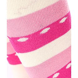 Cutewalk by Babyhug Non Terry Footed Anti Bacterial Stripes Design Tights  - White & Pink