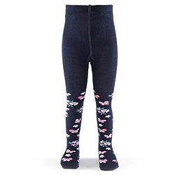 Cutewalk by Babyhug Non Terry Footed Anti Bacterial Butterfly Design Tights  - Navy Blue