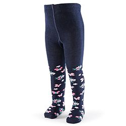 Cutewalk by Babyhug Non Terry Footed Anti Bacterial Butterfly Design Tights  - Navy Blue