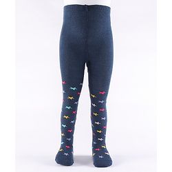 Cute Walk by Babyhug Non Terry Footed Anti Bacterial Star Design Tights  - Navy Blue