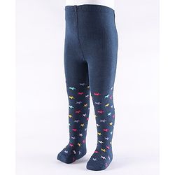 Cute Walk by Babyhug Non Terry Footed Anti Bacterial Star Design Tights  - Navy Blue