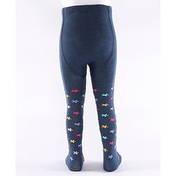 Cute Walk by Babyhug Non Terry Footed Anti Bacterial Star Design Tights  - Navy Blue