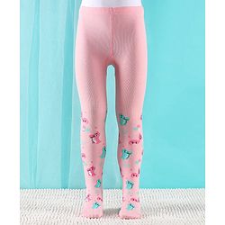 Cute Walk by Babyhug Non Terry Footed Anti Bacterial Dino Design Tights  - Pink