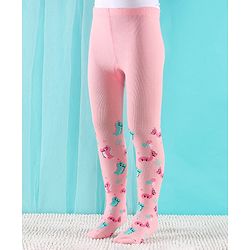 Cute Walk by Babyhug Non Terry Footed Anti Bacterial Dino Design Tights  - Pink