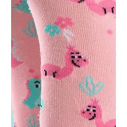 Cute Walk by Babyhug Non Terry Footed Anti Bacterial Dino Design Tights  - Pink