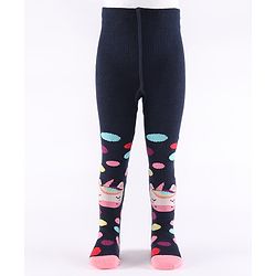 Cute Walk by Babyhug Non Terry Footed Anti Bacterial Unicorn Design Tights  - Navy Blue