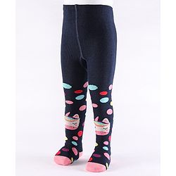 Cute Walk by Babyhug Non Terry Footed Anti Bacterial Unicorn Design Tights  - Navy Blue