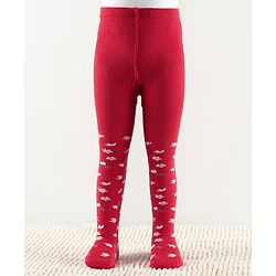 Cute Walk by Babyhug Anti Bacterial Tights Floral Design - Red