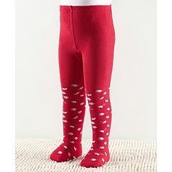 Cute Walk by Babyhug Anti Bacterial Tights Floral Design - Red