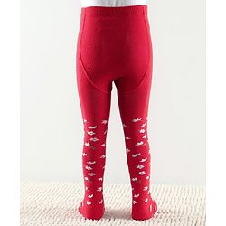 Cute Walk by Babyhug Anti Bacterial Tights Floral Design - Red