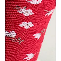 Cute Walk by Babyhug Anti Bacterial Tights Floral Design - Red