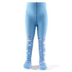 Cutewalk by Babyhug Non Terry Footed Anti Bacterial Floral Design Tights  - Blue