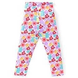 Babyhug Cotton Lycra Full Length Polka Dots & Floral Printed Leggings Pack of 3 - Multicolour