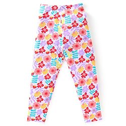 Babyhug Cotton Lycra Full Length Polka Dots & Floral Printed Leggings Pack of 3 - Multicolour