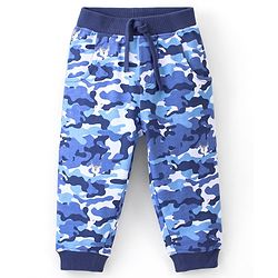 Babyhug Cotton Looper Knit Full Length Lounge Pant Camouflage Printed - Blue