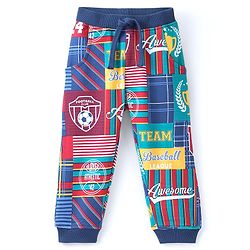 Babyhug Cotton Looper Full Length Lounge Pants Text Print - Blue