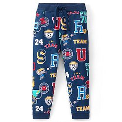 Babyhug Full Length Cotton Looper Lounge Pant Varsity Print - Navy Blue