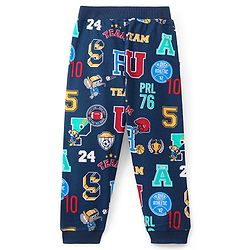 Babyhug Full Length Cotton Looper Lounge Pant Varsity Print - Navy Blue