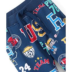 Babyhug Full Length Cotton Looper Lounge Pant Varsity Print - Navy Blue