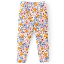 Babyhug Cotton Lycra Knit Full Length Leggings Floral Print - Multicolor