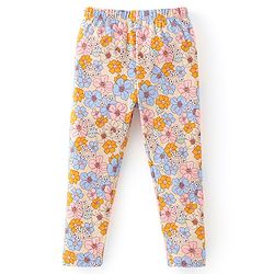 Babyhug Cotton Lycra Knit Full Length Leggings Floral Print - Multicolor