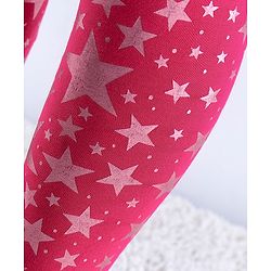 Babyhug Cotton Lycra Knit Full Length Starts Printed Leggings - Red