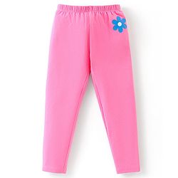 Babyhug Cotton Lycra Full Length Stretchable Legging Stripes & Floral Print Pack Of 3 - Pink Blue & Yellow