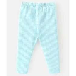 Babyhug Cotton Lycra Knit Full Length Leggings with Stretch & Heart Print Pack of 3 - Pink & Blue