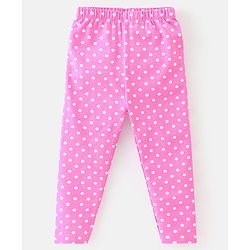 Babyhug Cotton Lycra Knit Full Length Leggings with Stretch & Heart Print Pack of 3 - Pink & Blue