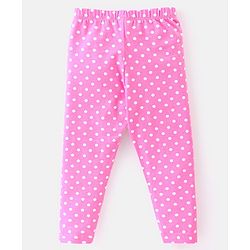 Babyhug Cotton Lycra Knit Full Length Leggings with Stretch & Heart Print Pack of 3 - Pink & Blue