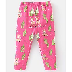 Babyhug Cotton Lycra Knit Full Length Leggings with Stretch & Heart Print Pack of 3 - Pink & Blue