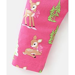 Babyhug Cotton Lycra Knit Full Length Leggings with Stretch & Heart Print Pack of 3 - Pink & Blue