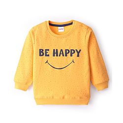 Babyhug Cotton Full Sleeves Sweatshirt With Text Graphics- Mustard