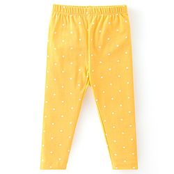 Babyhug Cotton Lycra Knit Full Length Leggings with Stretch & Floral Print Pack of 3 - Pink & Yellow