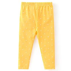 Babyhug Cotton Lycra Knit Full Length Leggings with Stretch & Floral Print Pack of 3 - Pink & Yellow