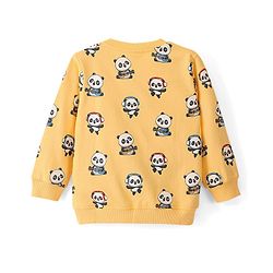 Babyhug Cotton Knit Full Sleeves Panda & Text Graphics Sweatshirts Pack of 2 - Blue & Yellow