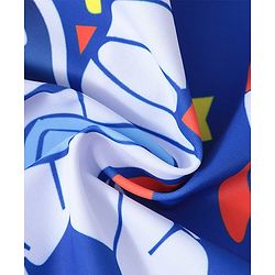 Babyhug Half Sleeves Legged Swimsuit Astronaut Print - Blue
