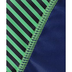 Babyhug Half Sleeves Two Piece Striped Swimsuit - Navy Blue