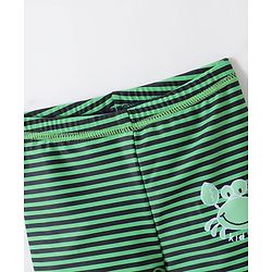 Babyhug Half Sleeves Two Piece Striped Swimsuit - Navy Blue