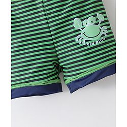 Babyhug Half Sleeves Two Piece Striped Swimsuit - Navy Blue