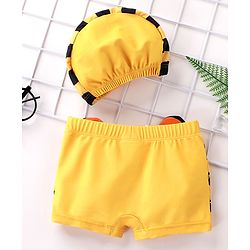Babyhug Swimming Trunks with Cap Tiger Print - Yellow