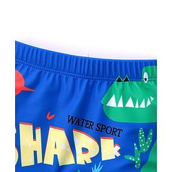 Babyhug Swimming Trunks with Cap Shark Print - Blue