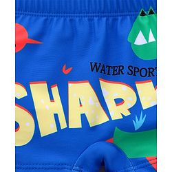 Babyhug Swimming Trunks with Cap Shark Print - Blue