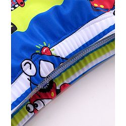 Babyhug Swimming Trunks with Cap Vehicle Print - Blue