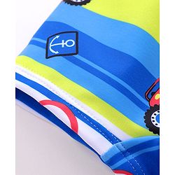 Babyhug Swimming Trunks with Cap Vehicle Print - Blue